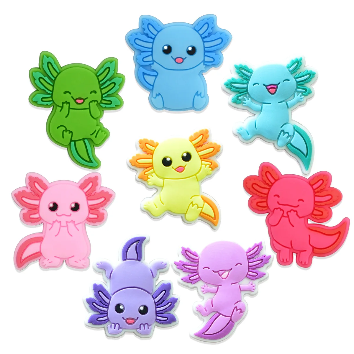 8 Stück Salamanders Tiere Schuhanhänger PVC DIY Schuhe Dekoration Armband Armband Sandale Schuhzubehör Schnalle für Kindergeschenke