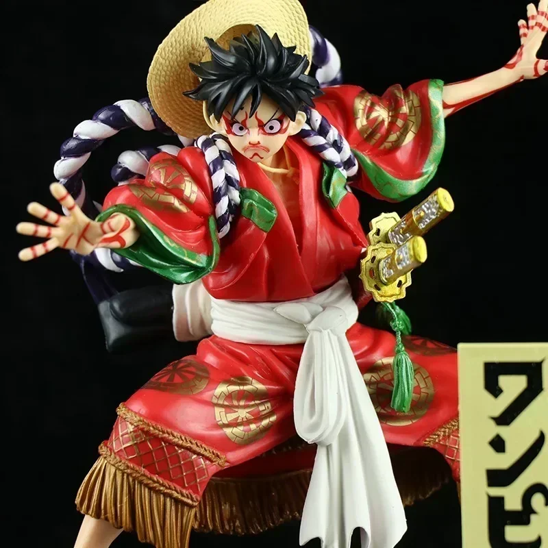 16.5cm One Piece Kabuki Straw Hat Pirate Luffy Kimono Anime Action Figures Collectible Model Adult Kids Toy Gifts Trendy