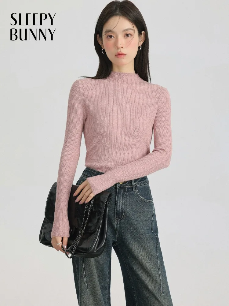 

Slim Fit Turtleneck Sweater Women Stretch Knit Pullover Top Elegant Base Layer Long Sleeve Undershirt for Office Casual Outfit
