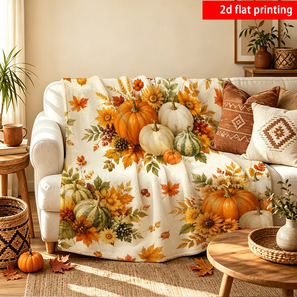 Autumn Pumpkin Fall Harvest Throw Blanket Cozy Fall Decor Sofa Cover for Seasonal Home Accent