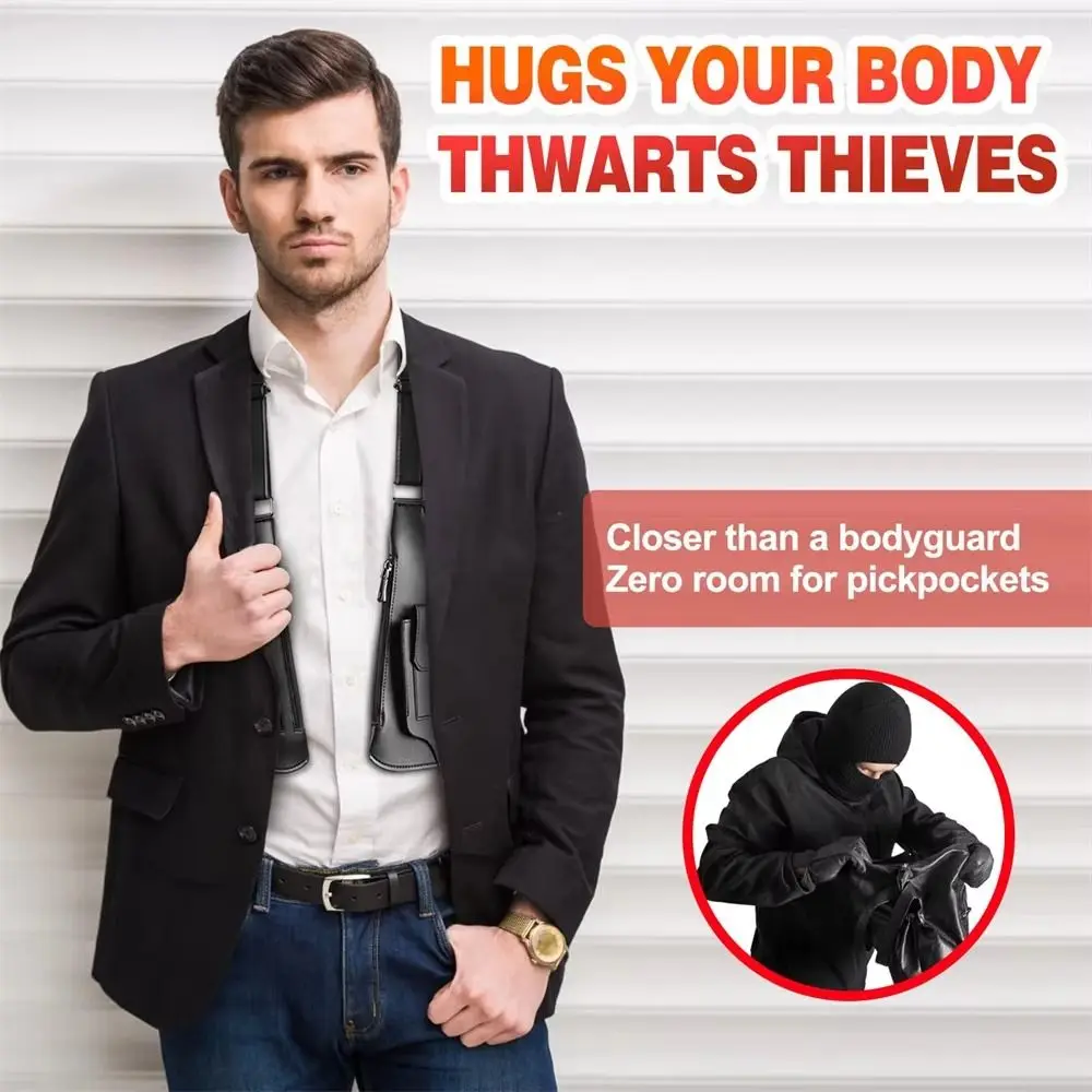 

Retro Anti-theft Storage Vest Bag Leather Multi-Pocket Strap Chest Bag Multifunction Concealed Mobile Phone Bag Outdoor Sports