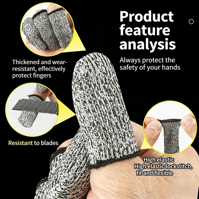 5/10Pcs Anti-Cut Finger Cover Finger Protector Sleeve Level 5 Safety Flexible Anti Cut Fingertip Gloves Kitchen Tool