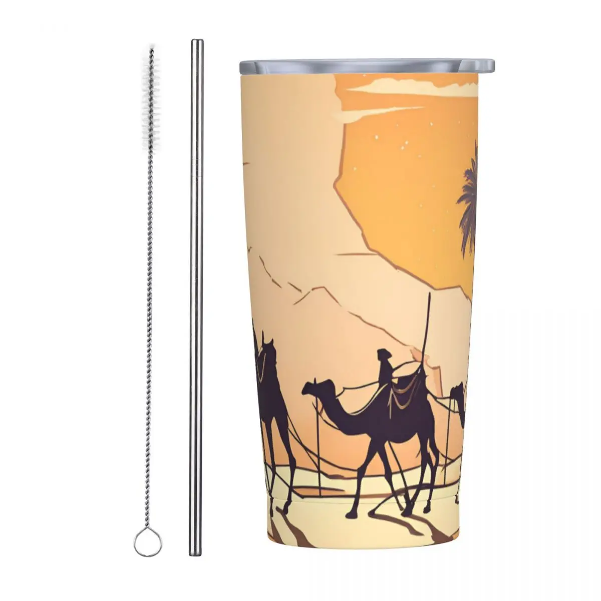 3 Camels Stainless Steel Tumbler Vacuum Insulated Mugs Thermal Cold Bottle Straws With Lid 20oz
