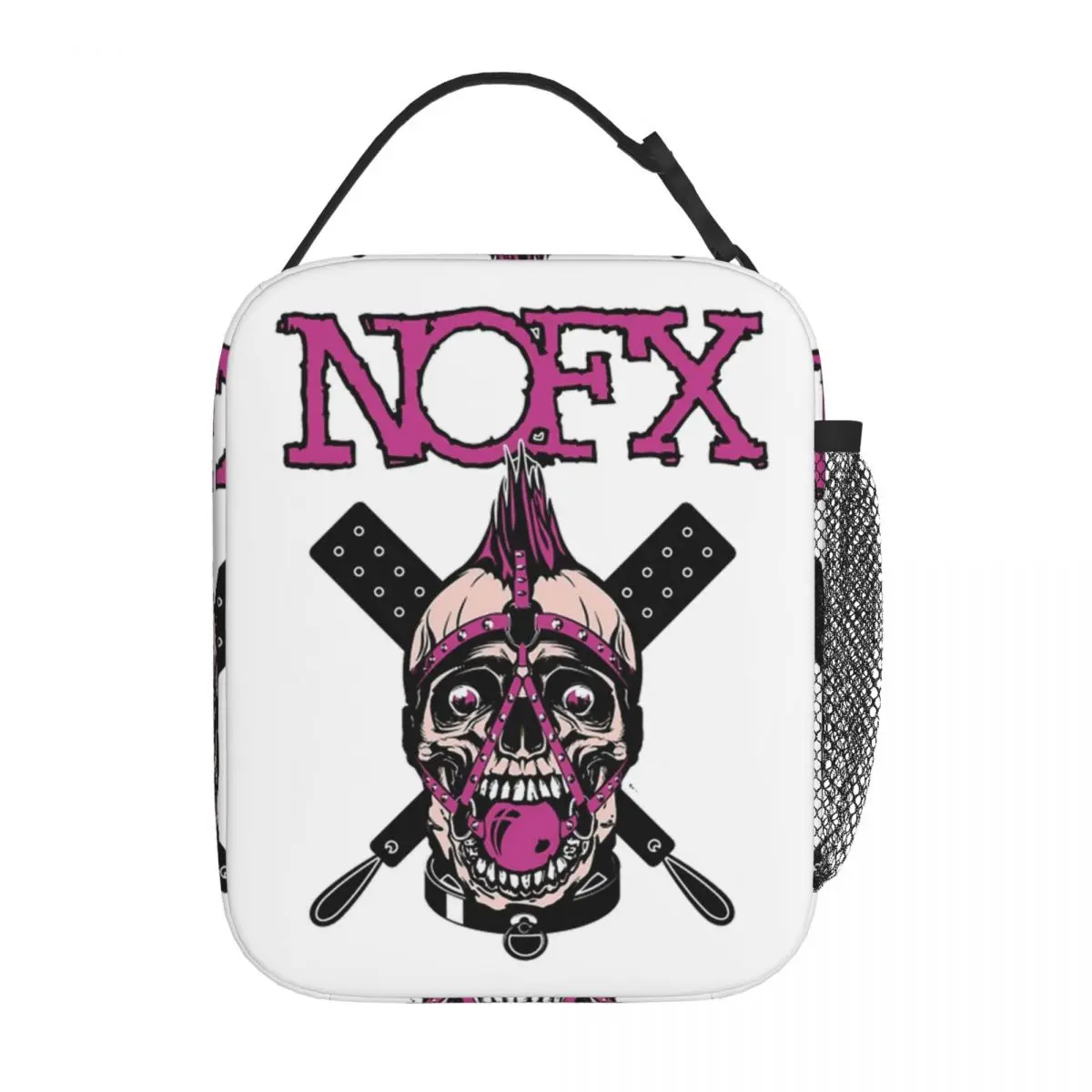 Bolsas de almuerzo con aislamiento térmico para el trabajo, contenedor de alimentos portátil, enfriador térmico, rosa, Calavera, Nofx, banda Punk