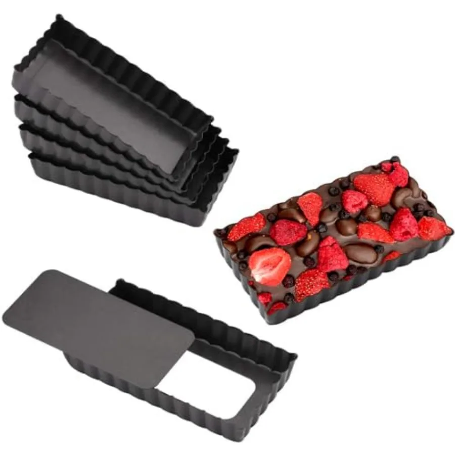 

Mini Tart Pan Set of 6 Rectangular Non-Stick 4 Inch Quiche Pan Loose Removable Bottom Tart Pan for Pies, Quiche Bakeware, Chees