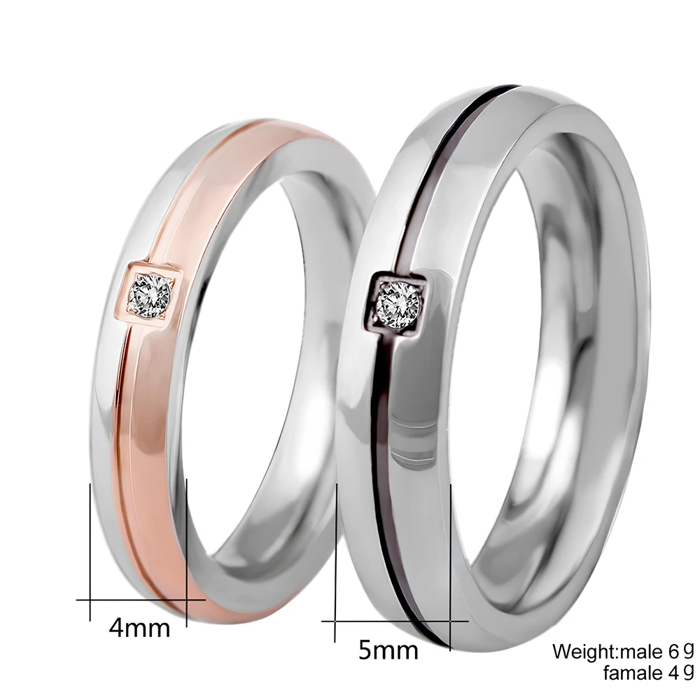 Wedding Engagement Band Unique Stainless Steel Jewelry 2025 New Fashion AAA+ Cubic Zircon Couple Rings for Women Men image 2