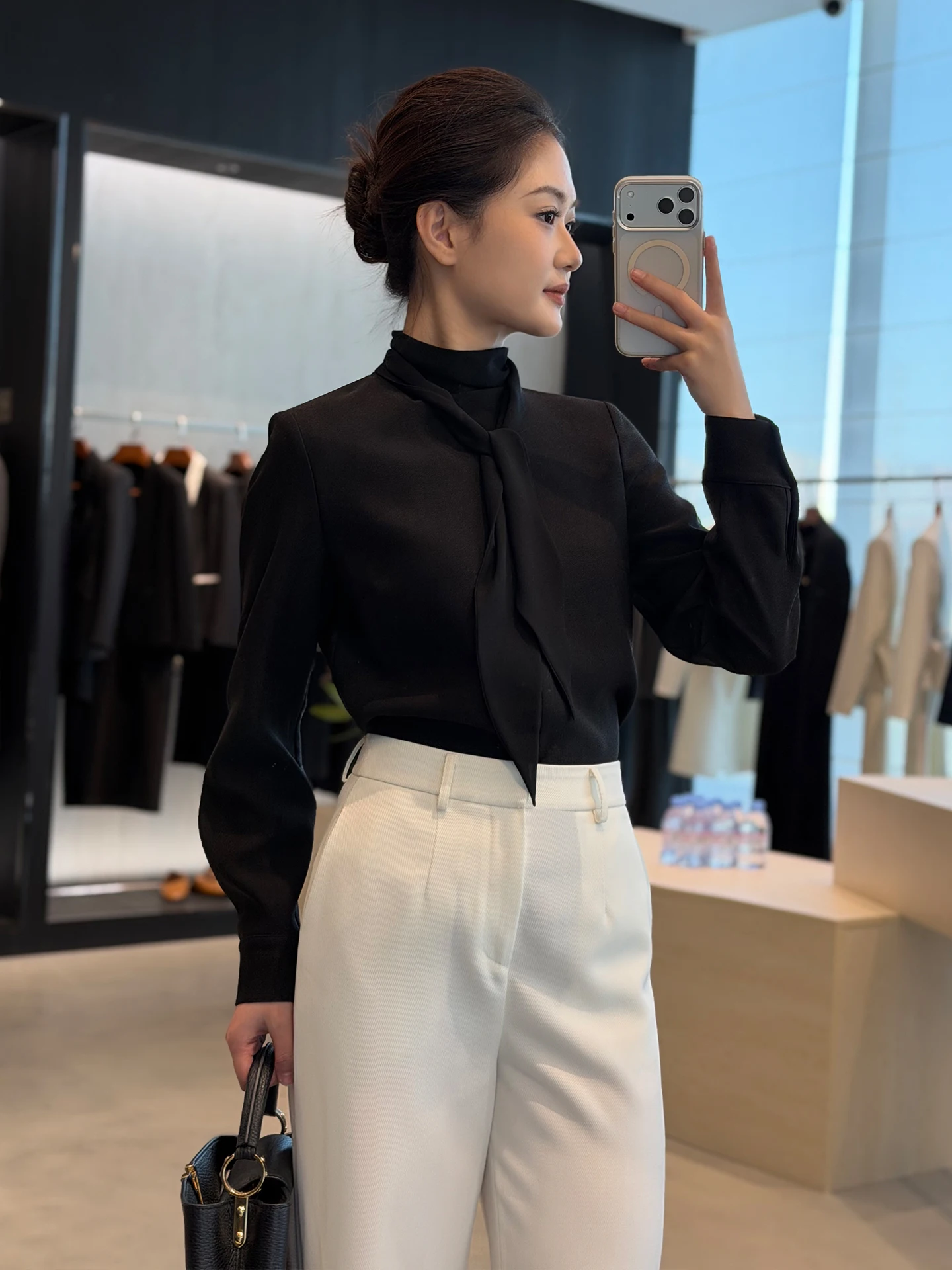 

Ele Bla Women's irt Spring New Design Sa irt Slim Fit Luxury Sle Commute Pure Color Long Sve Top