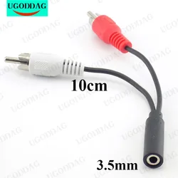 3,5 mm żeńskie gniazdo RCA Stereo do 2 wtyczek męskich RCA Adapter kabla Y Złącze gniazda audio aux do słuchawek Przewód odtwarzaczy