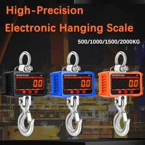 500/1000/1500/2000KG 전자 교수형 저울 휴대용 휴대용 후크 저울 LED 고정밀 산업용 전자 후크 저울