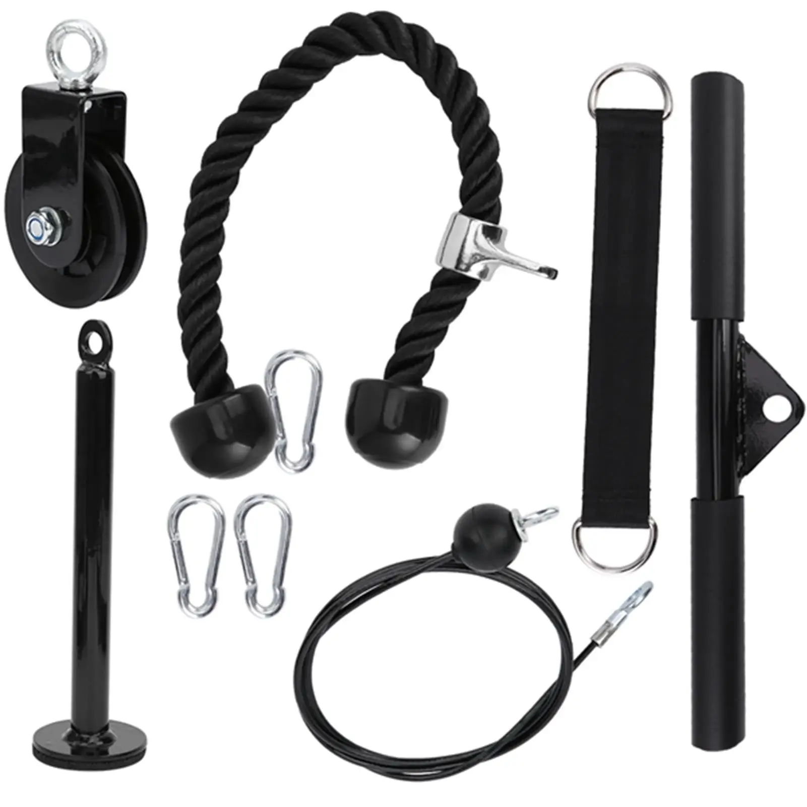 9Pcs Home Fitness Equipment Set - DIY Arm Strength Training Cable Pulley System for Total Body Workout