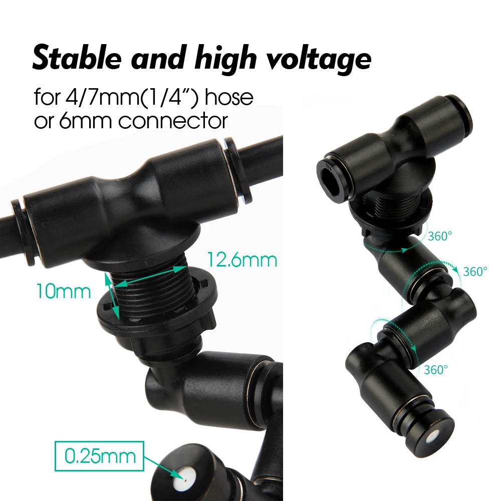 0.25mm Low-pressure Misting Nozzles 360° Adjustable Rotate Fine Atomization Sprayer Slip Lock Irrigation Cooling System Fittings