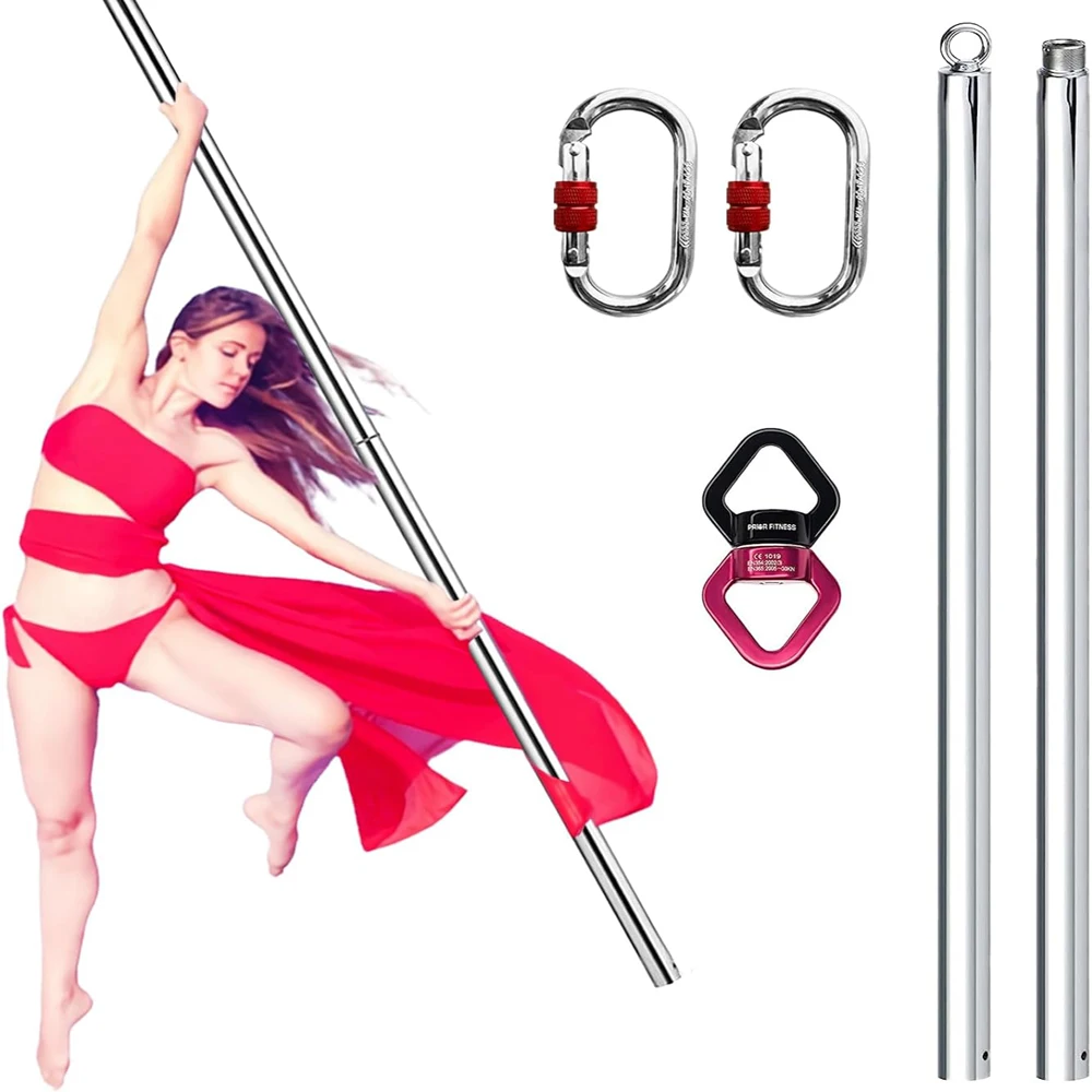 

2 Meter Portable Aerial Flying Pole for Home Exercise, Silver Hanging Flying Pole, Suspension Fitness Tube, Club Party, Pub Gym.