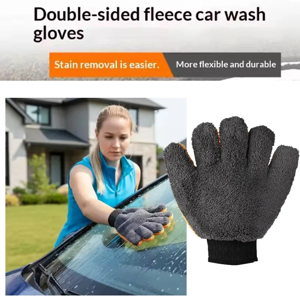Car Detailing Microfiber Wash Glove Clay Bar Coral Fleece Mitt for Stain Removal and Smooth Polishing Versatile Cleaning