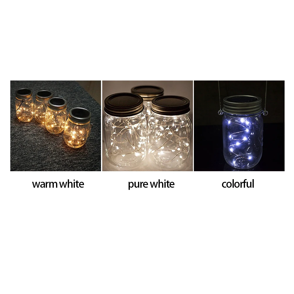 Tarro de albañil Solar impermeable para exteriores, tapa de luz para insertar en la ventana, cadena de hadas, decoración del hogar, jardín, Patio, cubierta