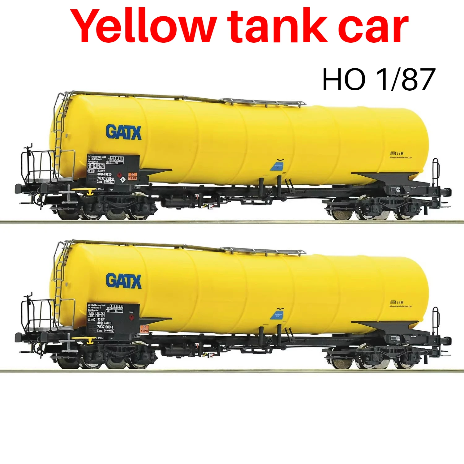 ROCO HO Type 1/87 Carriage Model Zans Type 4-axle Tanker 76025 Two Sections Yellow Train Model Collection Ornaments
