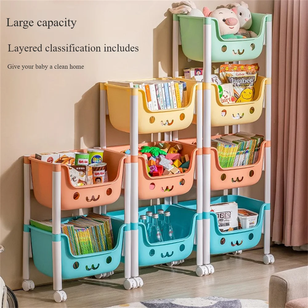 Children's Toy Storage Racks Floor Multi-layer Toy Book Storage Rack Office Living Room Kitchen Multi-Functional Storage Cart image 5