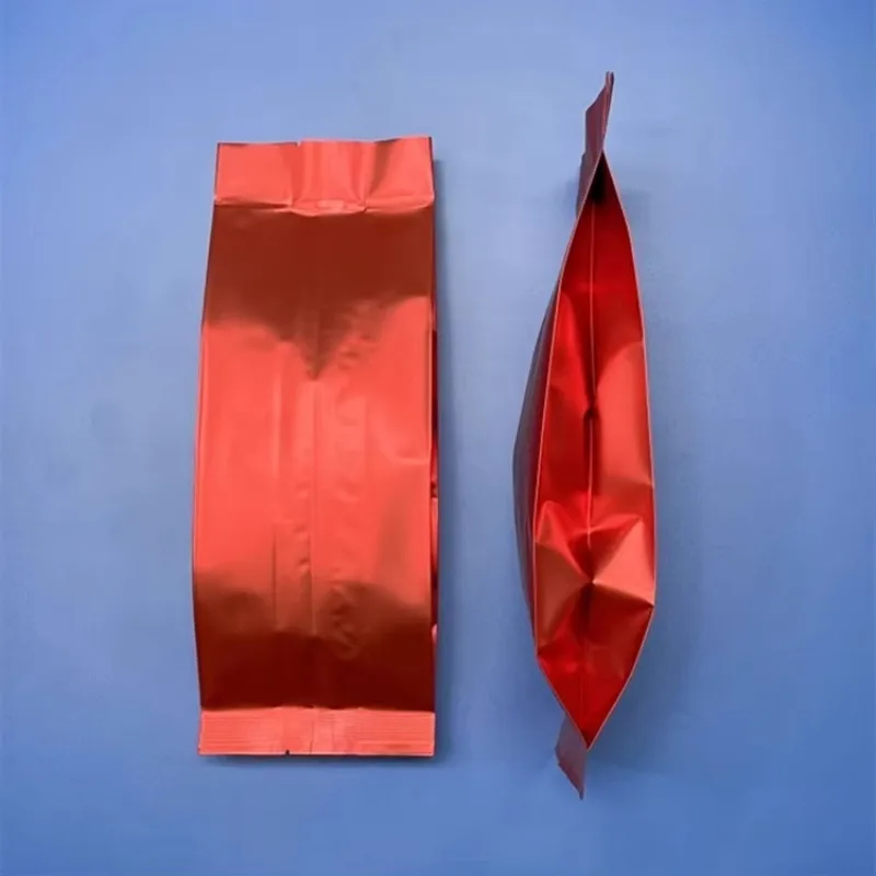 

100 Pack Red Aluminum Foil Stand-up Bags with Side Gussets and Airtight– Resealable for Coffee, Tea, Snacks & Spices