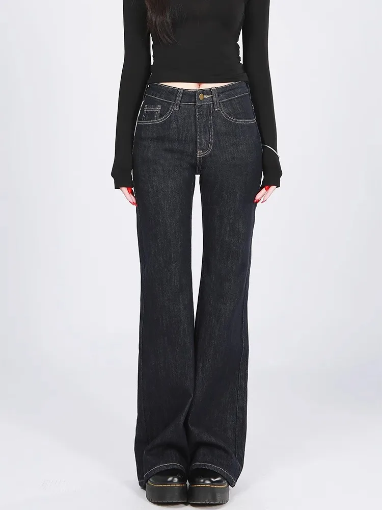 

Винтажные женские джинсы с высокой талией, оригинального цвета, эластичные, микро-клеш, из денима, с защитой от выцветания, с эффектом памяти, весна-лето