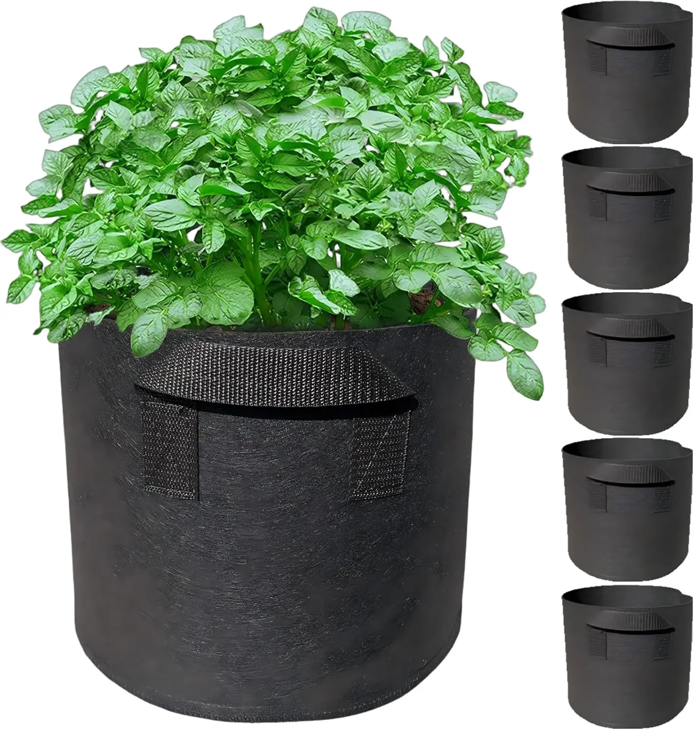 

5 Pack 3 Gallon Grow Bags with Handles Garden Vegetable Flower Grow Bags Nonwoven Aeration Fabric Pots for Nursery Garden Planti