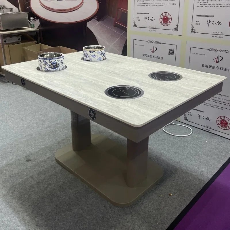 Induction cooker integrated smokeless beef shop commercial small hot pot electric dining table