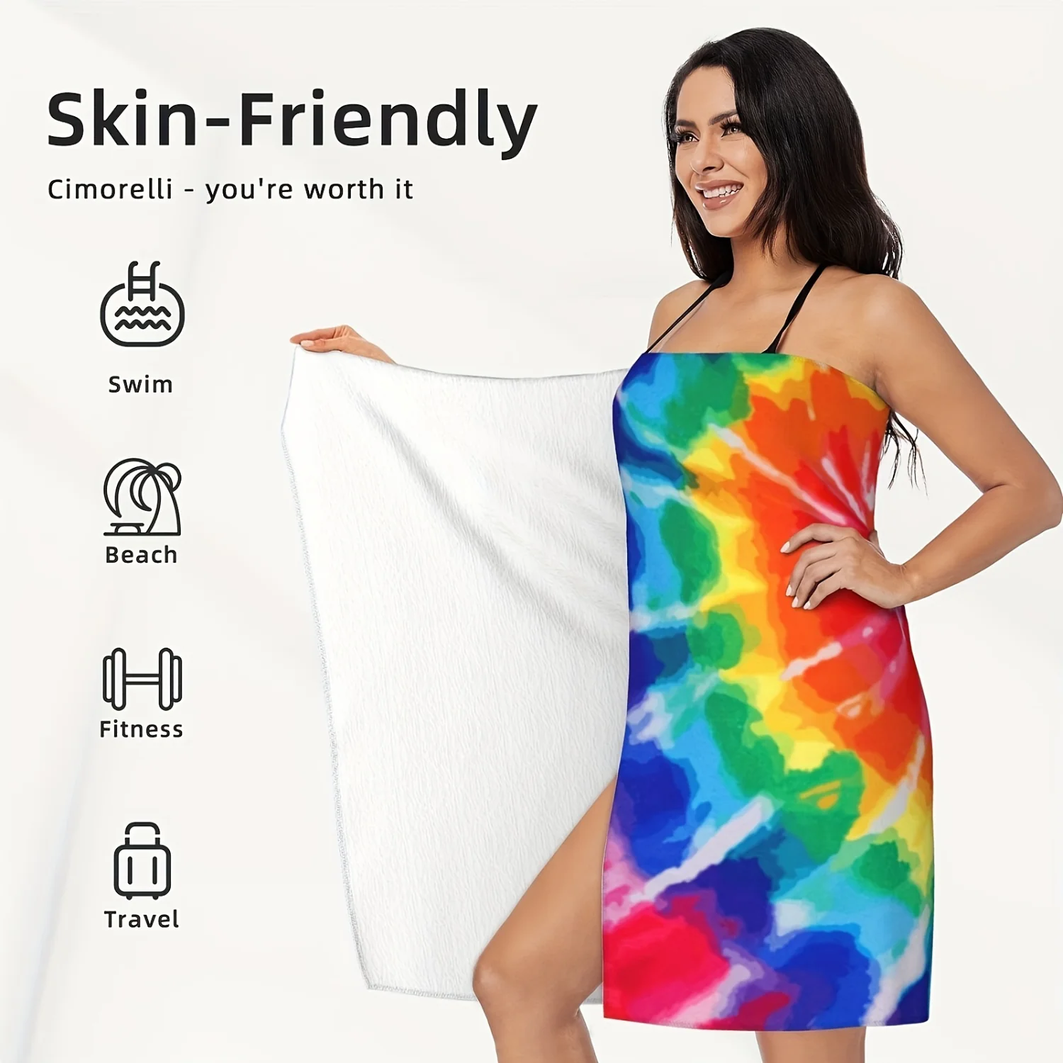 1pc Tie-dye Beach Towel - Highly Absorbent & Rapidly Drying, Featherweight & Luxuriously Soft - Ideal Beach Blanket for Sun-soak