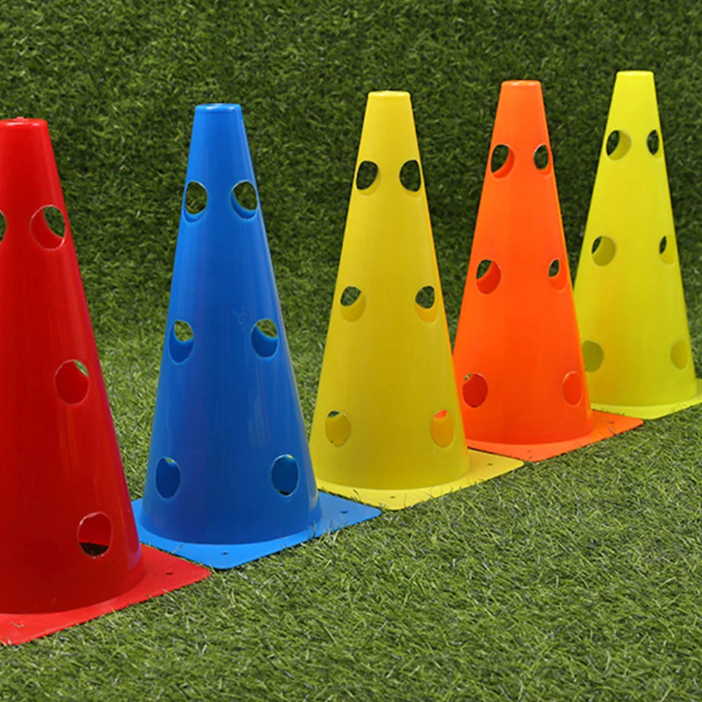 5 Pcs with Hole Football Logo Bucket Stackable Cones Agility Field Marker or Roller Skating Markers