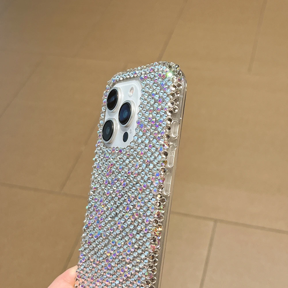 Niedliche Glitzer-Bling-Diamant-Kristall-Handyhüllen für iPhone 16 15 14 13 12 17 18 Pro Max 16 Plus 11 Air Stoßfeste Rückseiten-Abdeckung – Detail 16