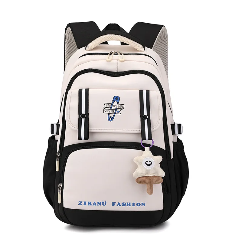 Sac à Dos d\'École Primaire avec Pendentif Crème Glacée, Mignon et Coloré, Grande Capacité, Étanche, pour Fille de la 1re à la 6e Année, Notification