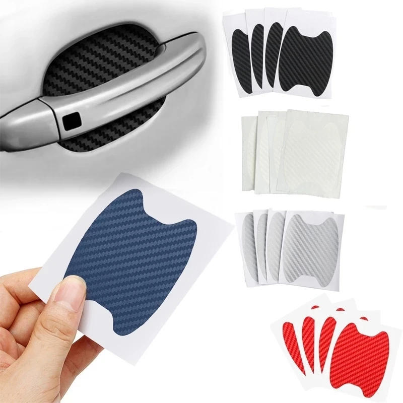 4Pcs/Set Car Door Sticker Carbon Fiber Scratches Resistant Cover Auto Handle Protection Film Exterior Styling Accessories