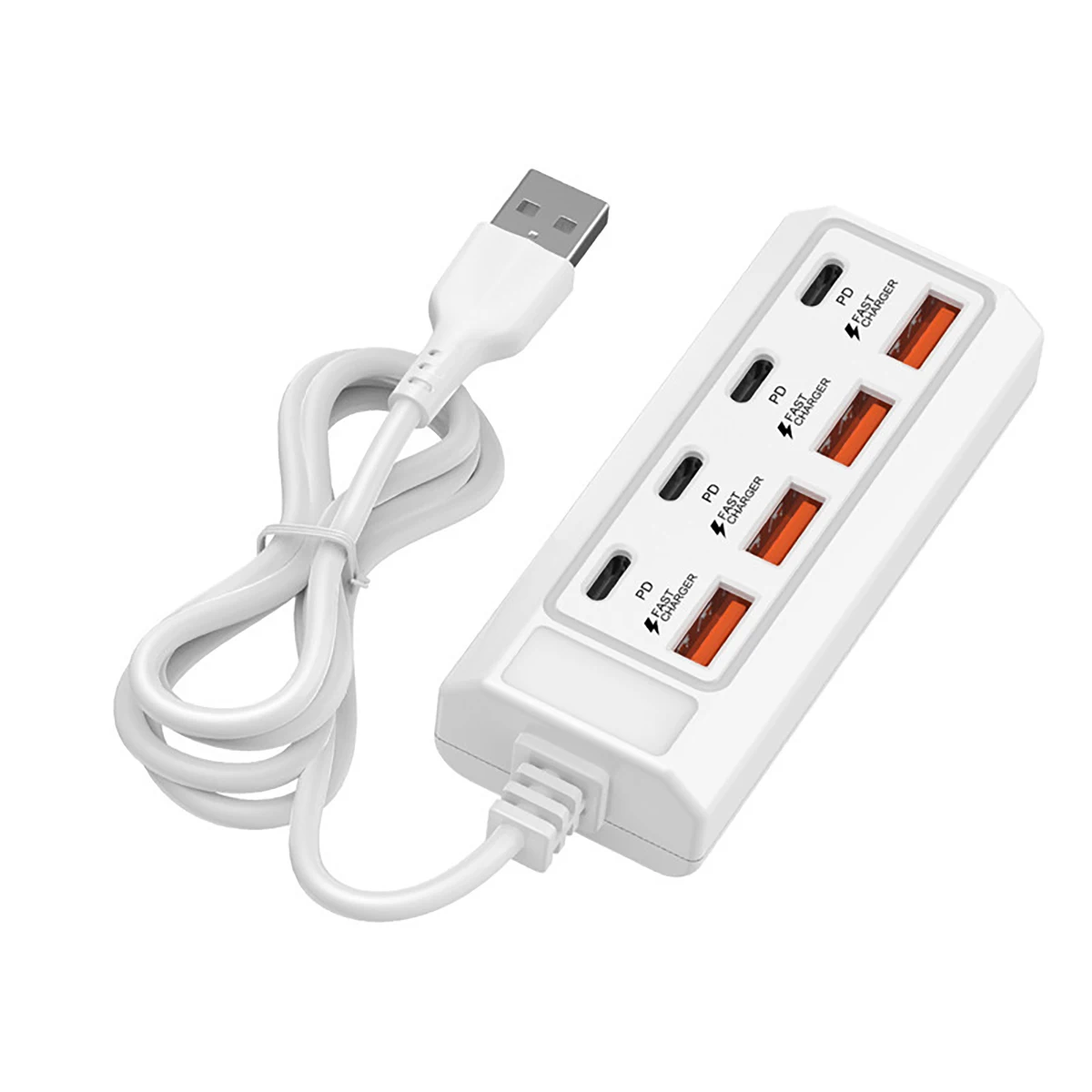 [8-Port-Station für Schnelles Laden mit USB-Hub] Ausgestattet mit 4 USB- und 4 PD-Anschlüssen | 25W Schnellladegerät, Geeignet für Computer