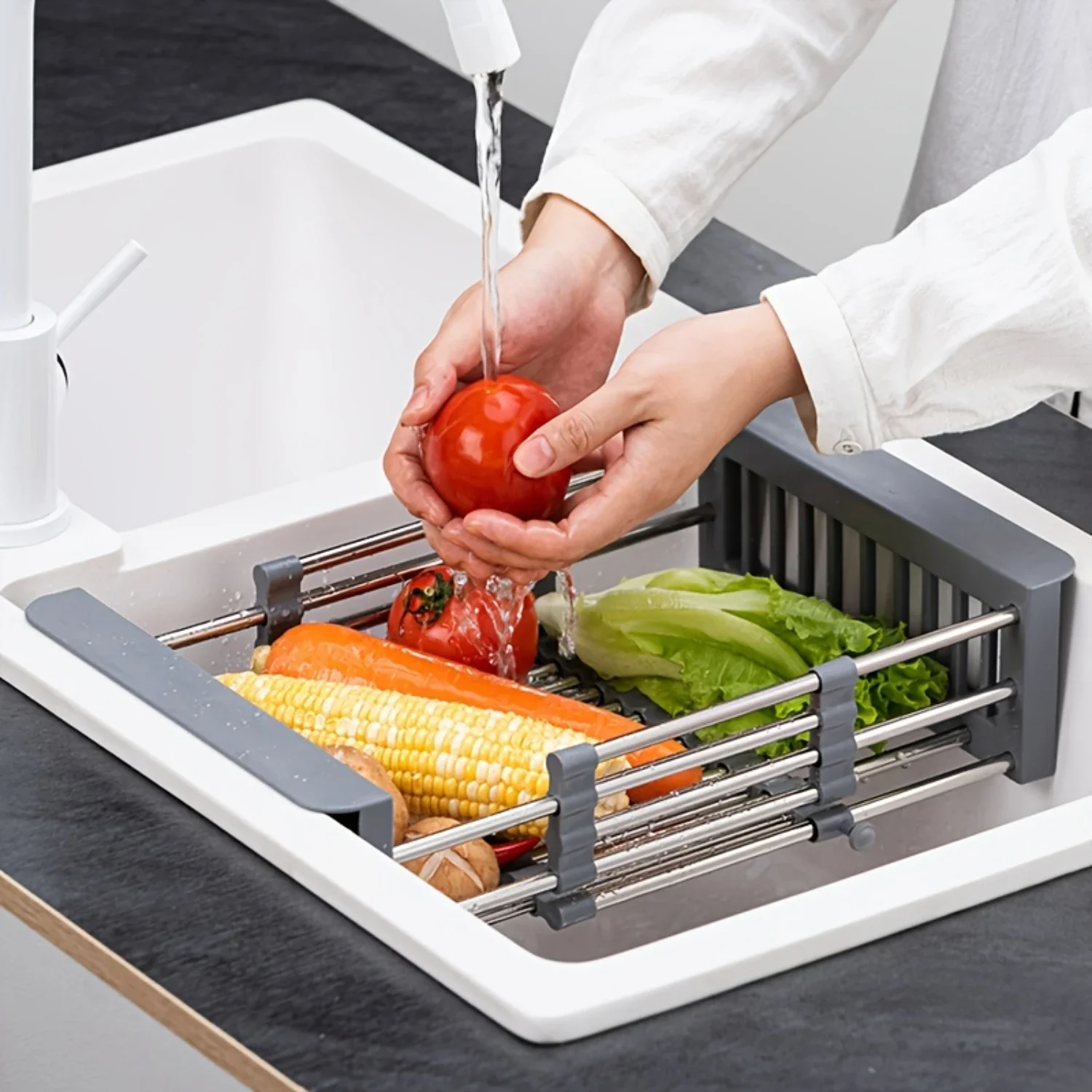 Stretchable drainage rack, kitchen  rack, stainless steel drainage basket, sink, drainage rack, dishwasher, dish  rack