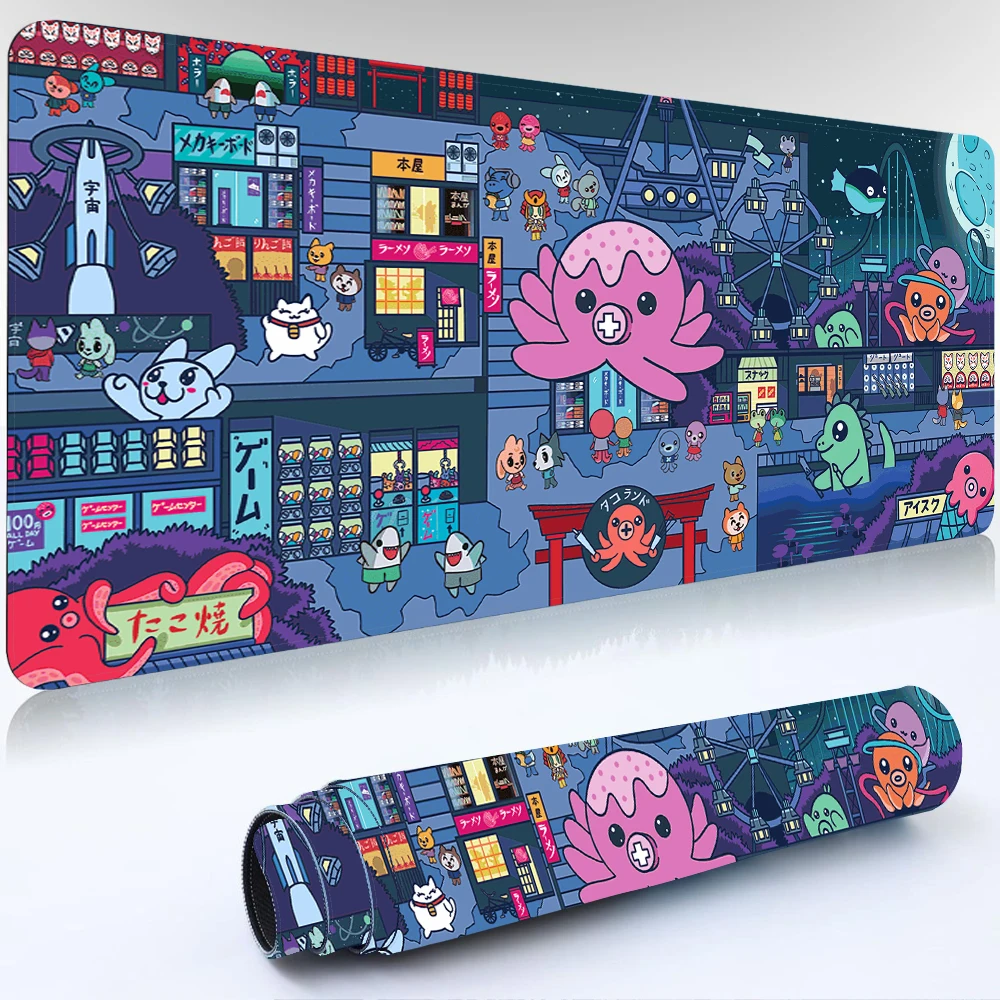 Japan Anime Deskmat Office Mat Kawaii Octopus Gaming Mousepad Company Laptop Gamer Carpet Mousepad Mechanical Keyboard Mouse Mat