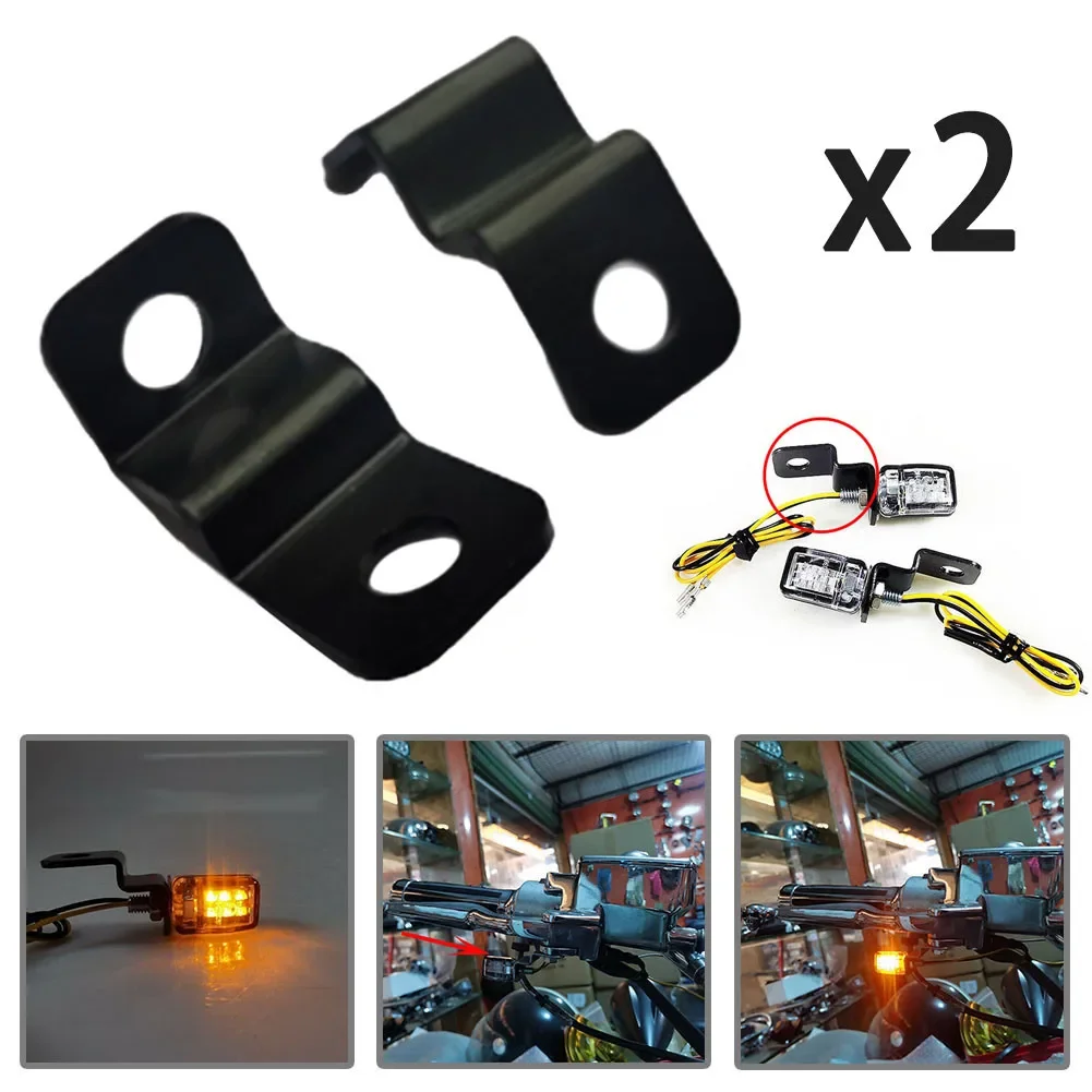 2Pcs Motorcycle LED Mini Turn Signal Lights Aluminum Alloy Bracket 12V Motorcycle Turn Signals Indicators Blinker Light Bracket