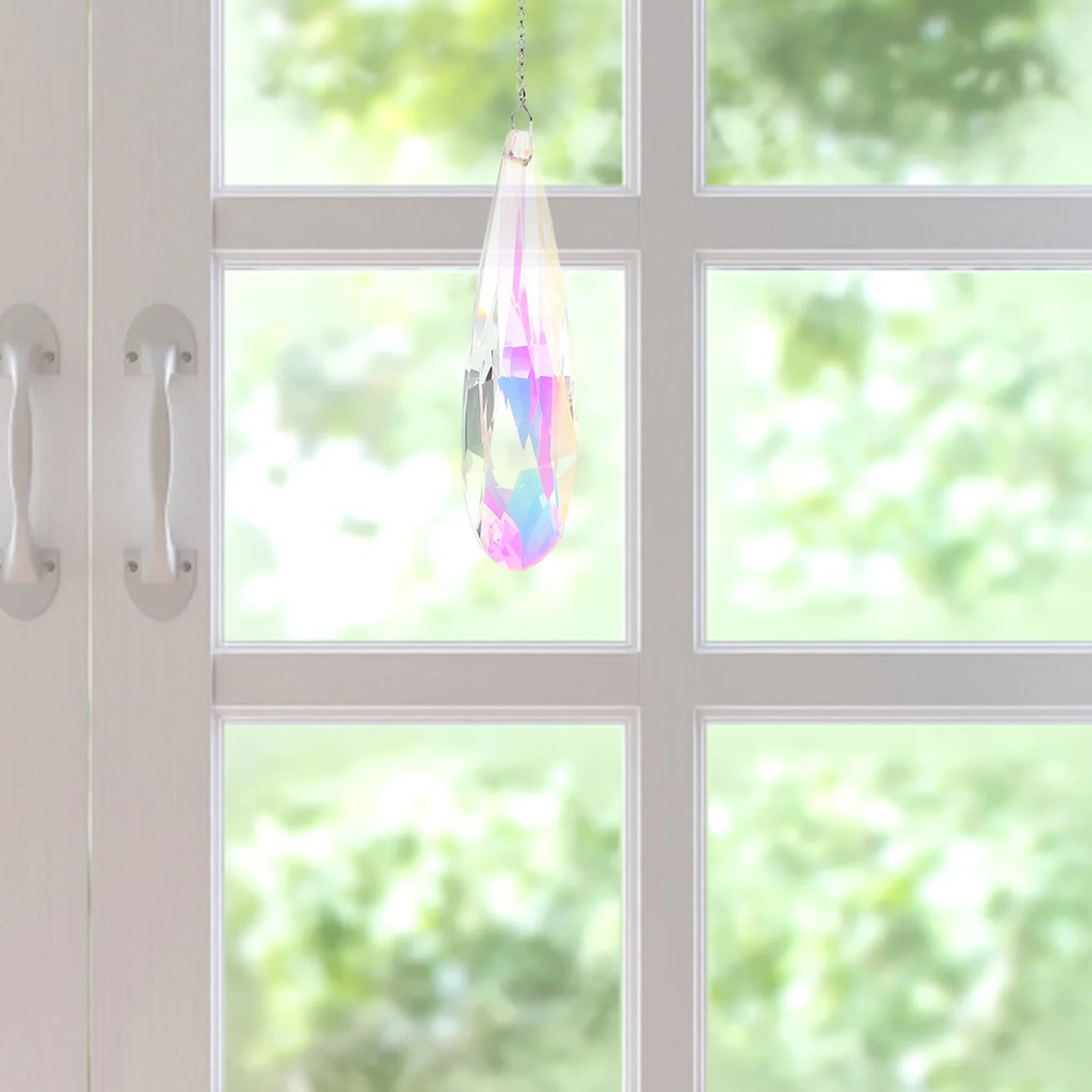 

2 Pcs Wind Chime Light Pendant Hanging for Garden Ornaments Decor Crystal Window Crystals Sun Catcher