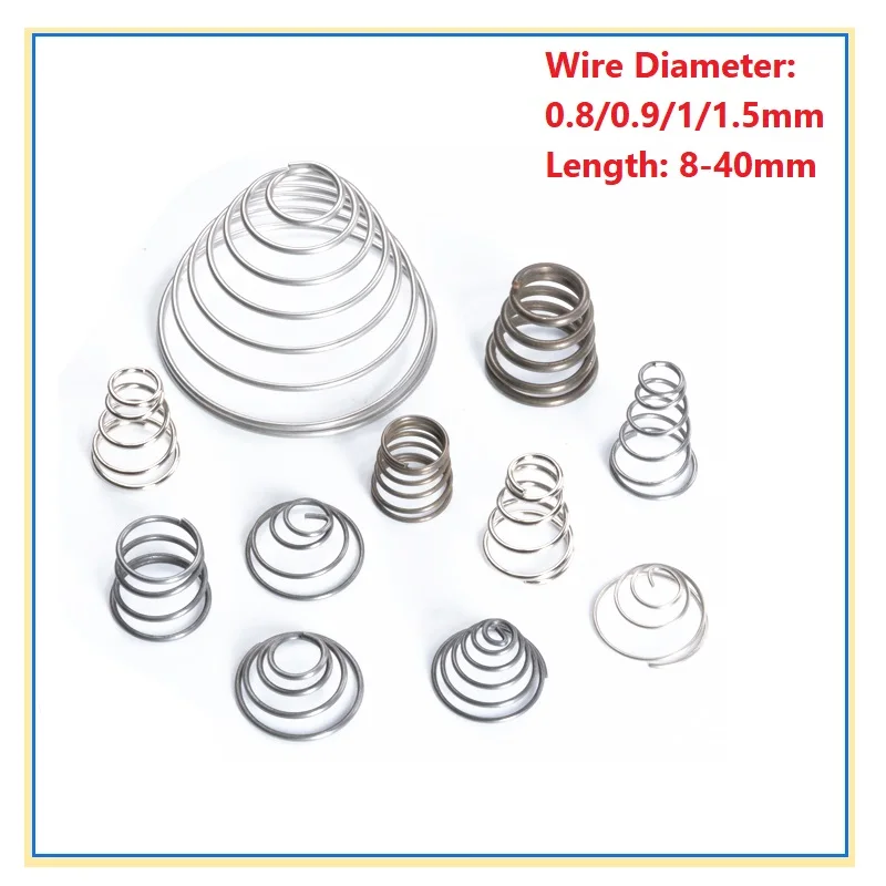 Spring Steel Tower Springs Conical Cone Compression Pressure Springs New Wire Diameter 0.8/0.9/1/1.5mm