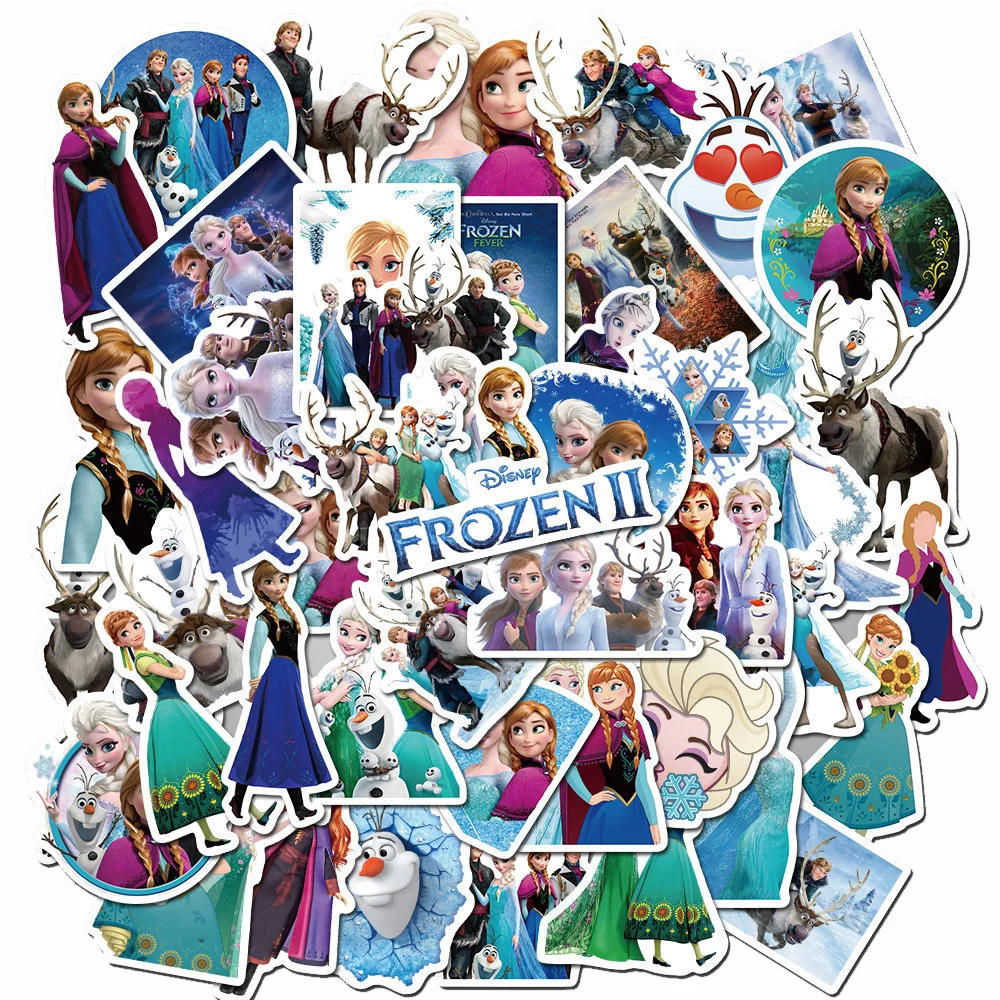 10/30/50pcs Disney Movie Frozen Princess Anime Cartoon Stickers for Laptop Bike Scrapbook Phone Waterproof Sticker Decal Kid Toy