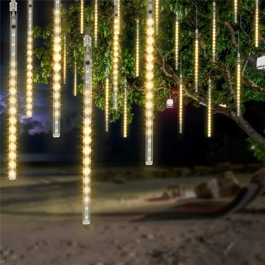 

50CM 288 LED Christmas Garland LED Meteor Shower Falling Rain Light Outdoor Tree Snowfall LED Dripping Icicle Lights