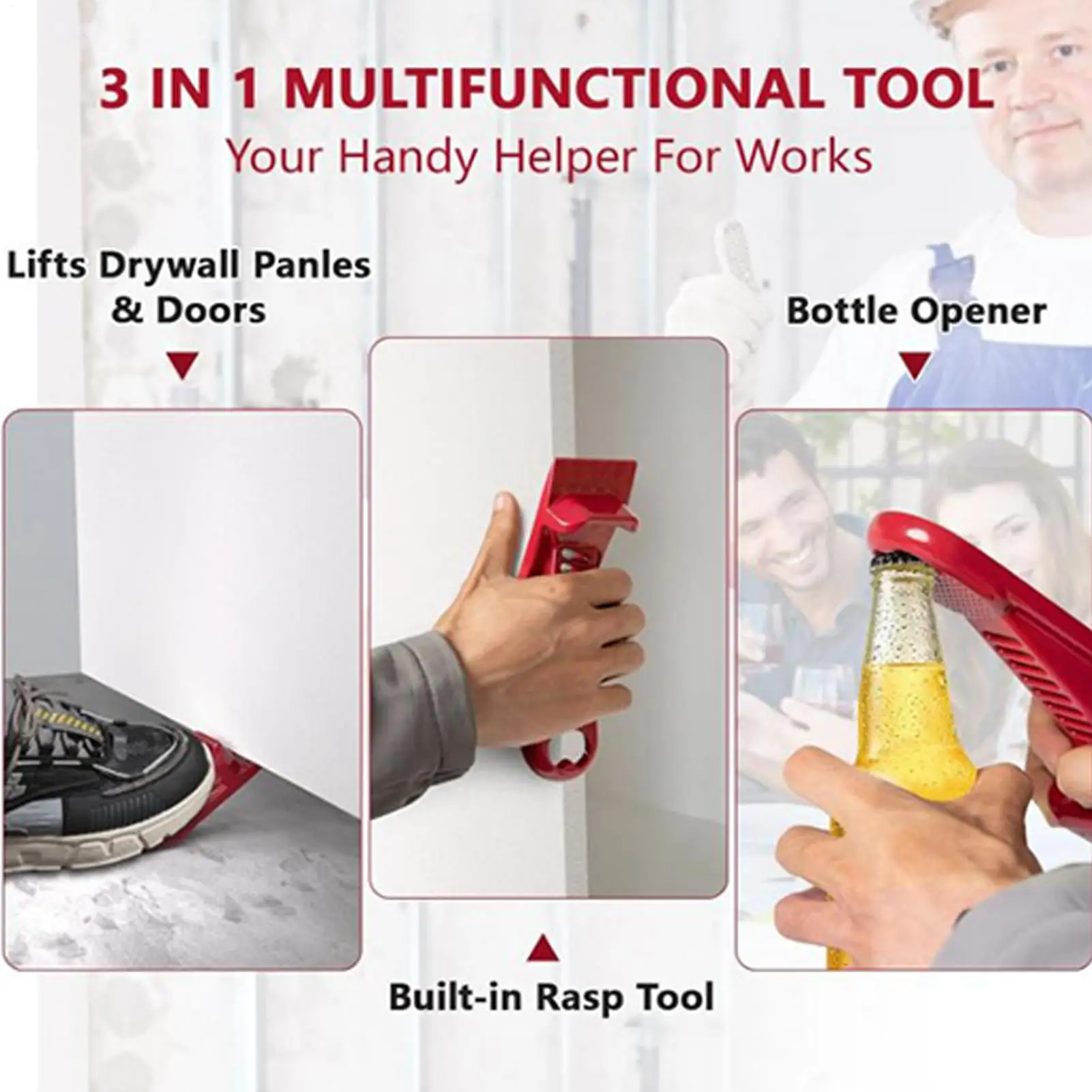 أداة رفع الحوائط الجافة خفيفة الوزن ومتعددة الوظائف لفتح الزجاجات لمشروع إعادة تشكيل إعادة تجديد المنزل #5