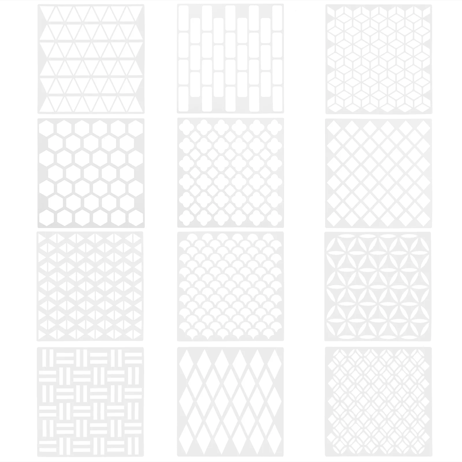 12 Pcs Polygon Template Drawing Stencil DIY Templates Hollow Out Painting Household Tile The Pet Kids Child