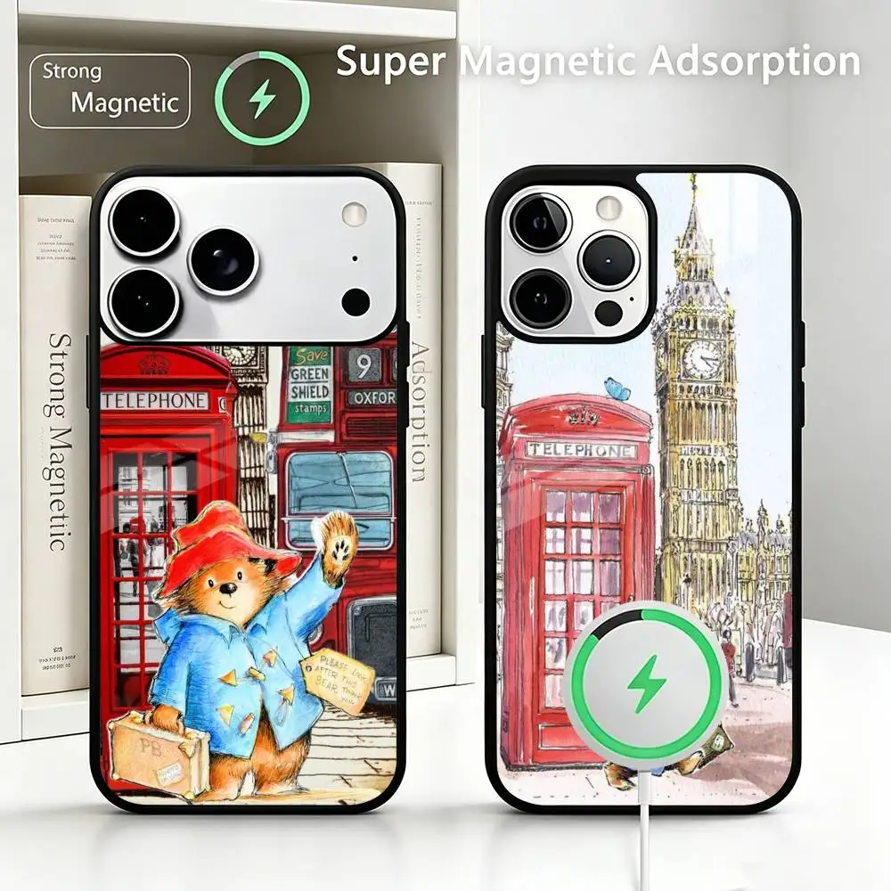 British Classic Rock Paddingtons Bear For IPhone17/16/15/14/13/12/11 Plus Pro Max Plus Wireless Charger Phone Case
