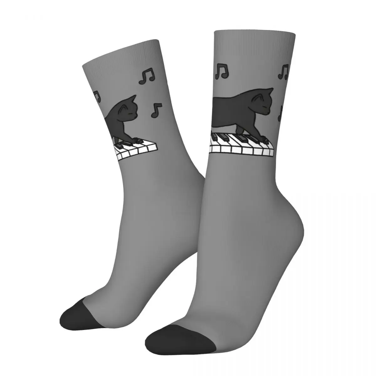 Piano Cats Socks Novelty Stockings Men's Warm Soft Running Sports Socks Autumn Printed Anti Slip Socks