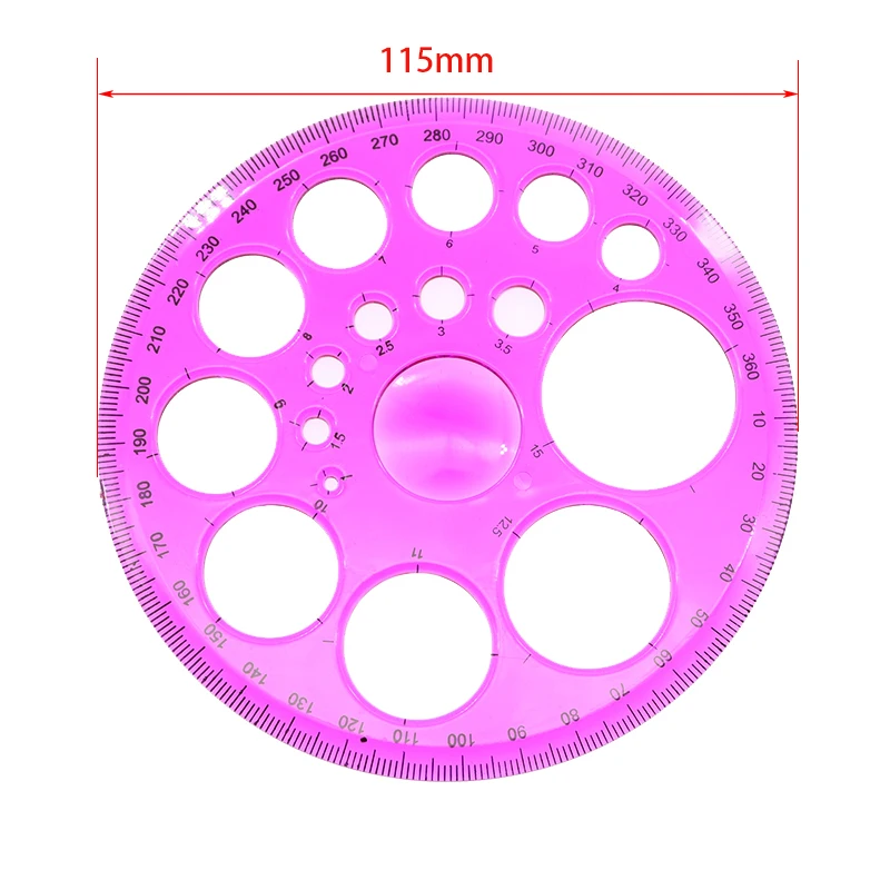 1pc Technology Drawing Circular Template 360 Degree Rotary Ruler School Office Supplies Paper Cutting Template Used