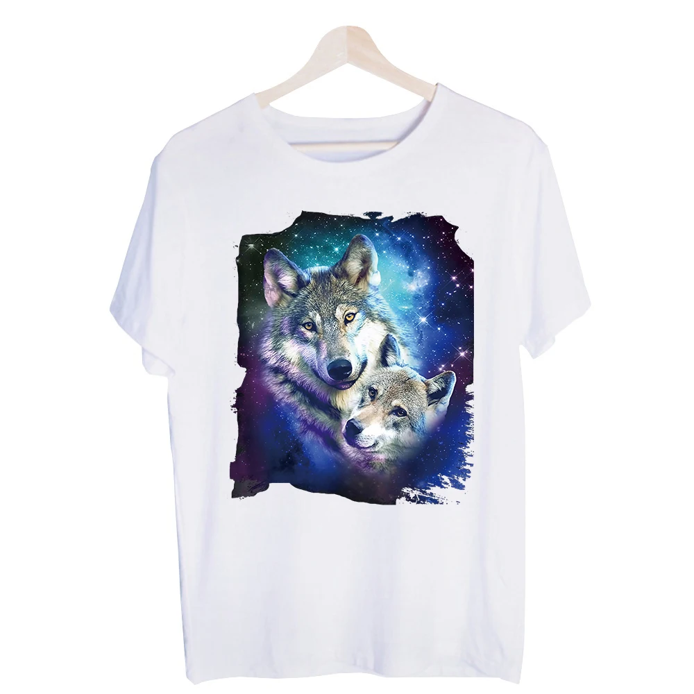 Men's Wolf Graphic Tee, Short Sleeve Crew Neck T-Shirt for Casual Outdoor and Everyday Wear