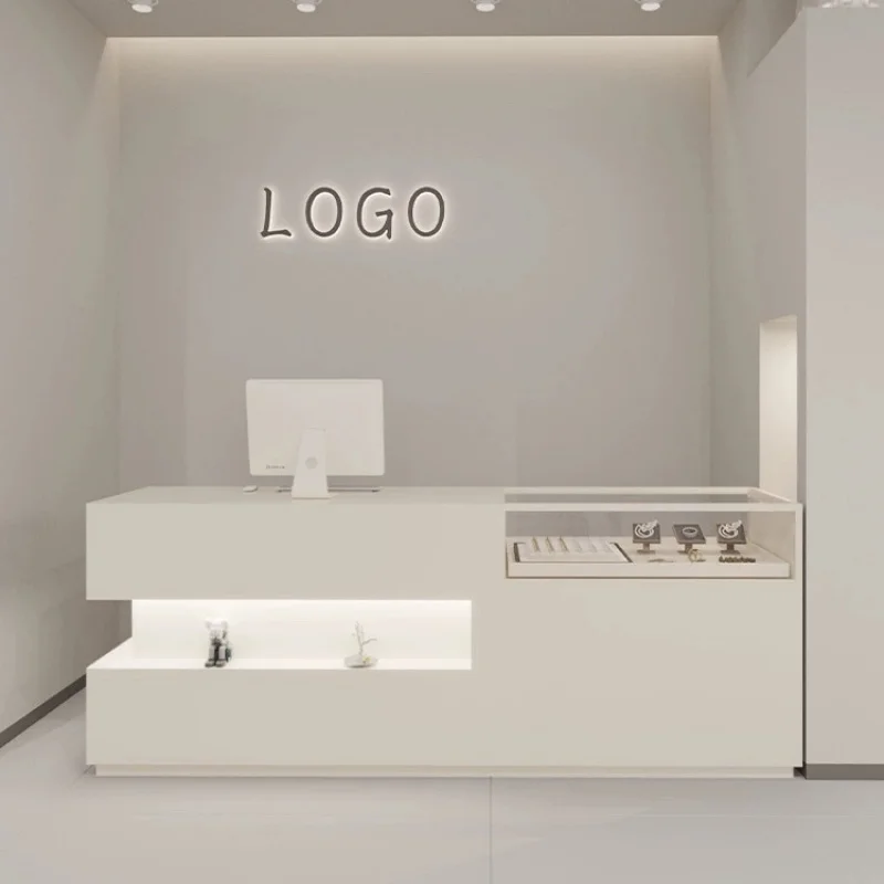 Custom. [Multi-Functional Design] Simple Modern Clothing Store Bar Decoration Shop Cashier Display Cabinet Consulting Counter Gl