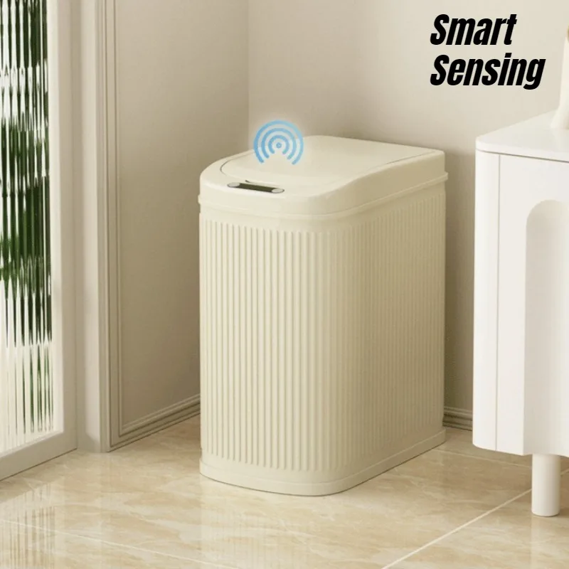 Metal Full-automatic Waste Bins Interaction Solid Color Rectangle Silent Waste Bins Double-layer Modern Simple Home Merchandises