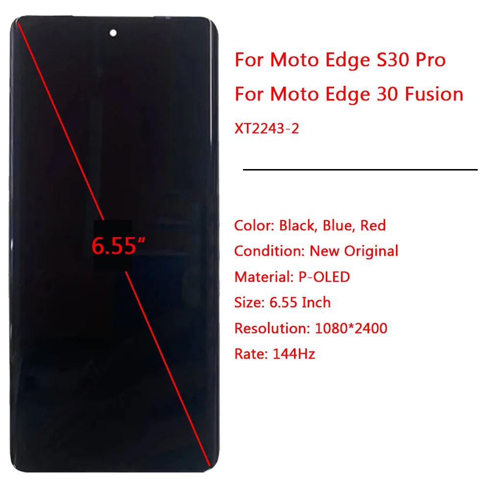 For Motorola Moto Edge 30 Fusion LCD Screen OLED Display With Frame 6.5\