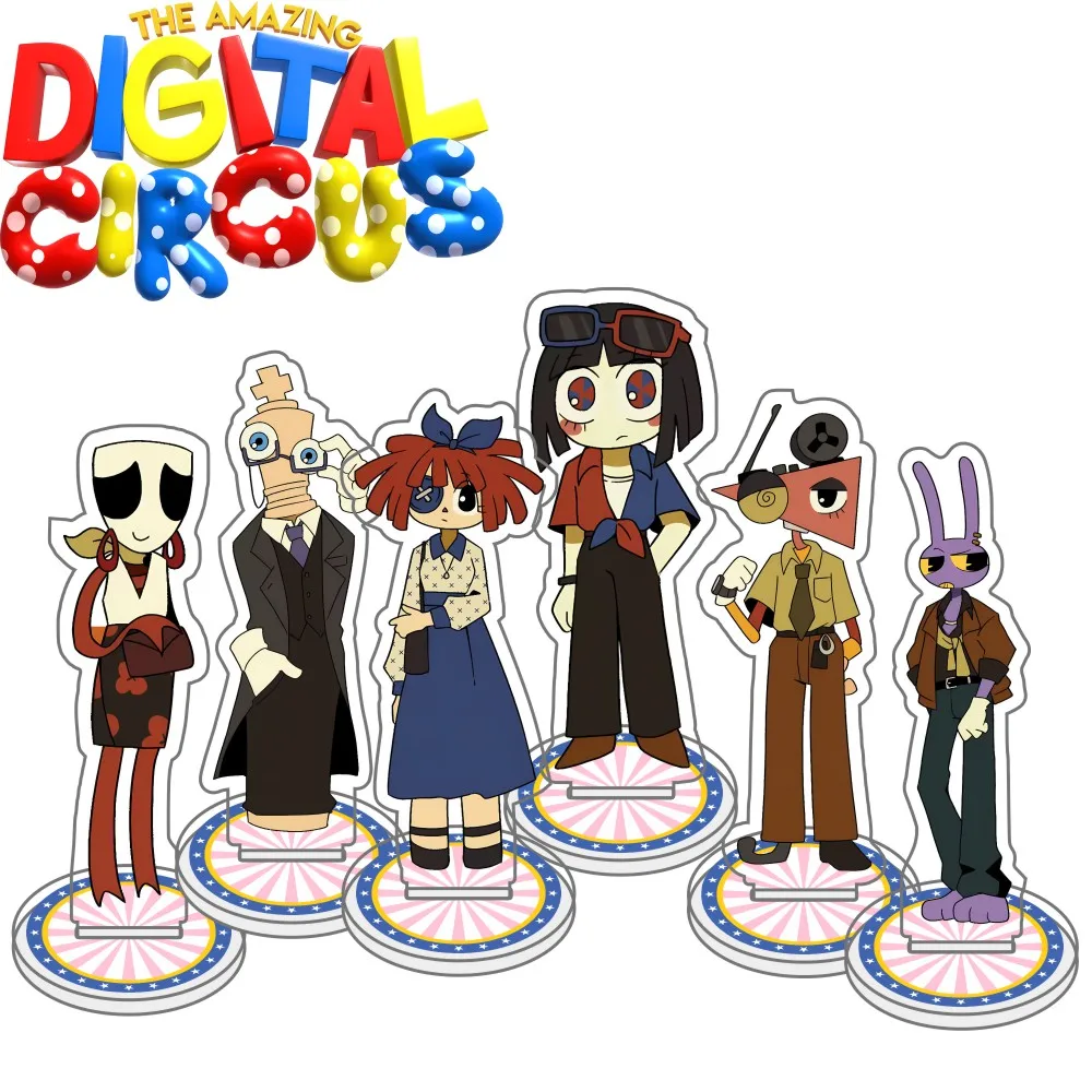 Cirque Numérique Magique Nouveau Porte-clés en Acrylique de 10 cm avec Support, Ensemble d'Ornements Personnages de Dessins Animés, Pendentif de Sac, Cadeau pour Fans d'Anime