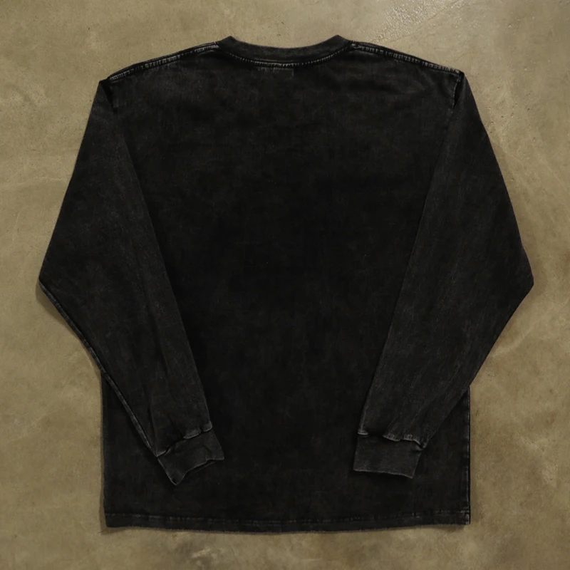Long Sleeve Pure Cotton round Neck T-Shirt Unisex Couple Style Retro Cotton Sweatshirt Spring Autumn Winter Casual Wear