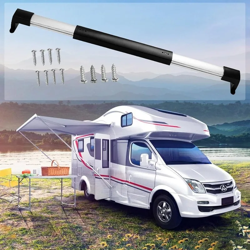 Black RV Screen Door Handle with Adjustable Telescopic Rod Suitable for RVs Campers Travel Trailers Etc 1PCS