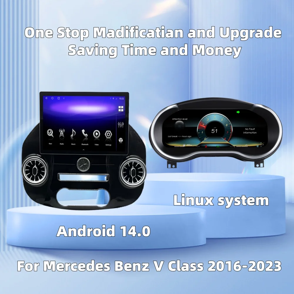 

For Mercedes-Benz V Vito 2015~2022 Carplay Speed Meter LCD Cluster Instrument Panel Android Screen Multimedia Player Dashboard